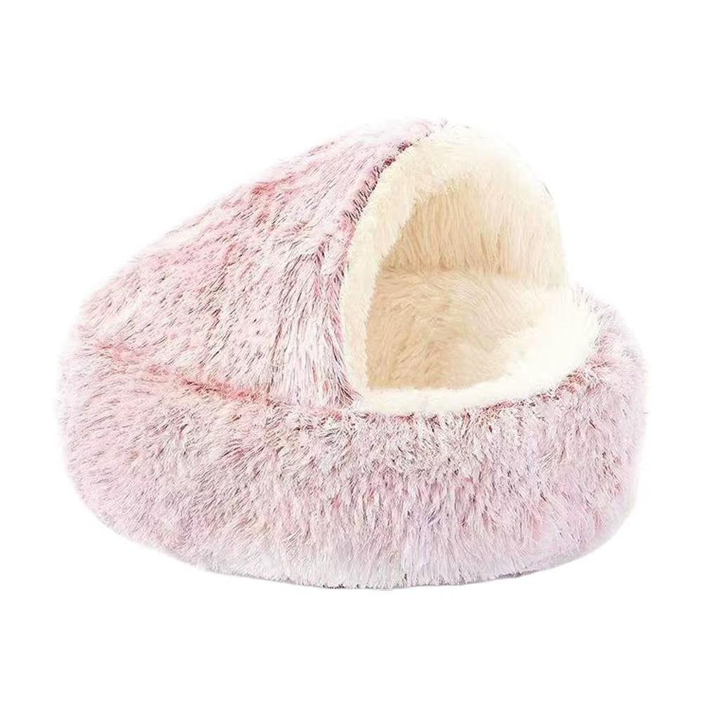 Winter Plush round Cat Bed Pet Mattress Warm Soft Comfortable Basket Cat Dog 2 in 1 Sleeping Bag Nest for Small Dogs