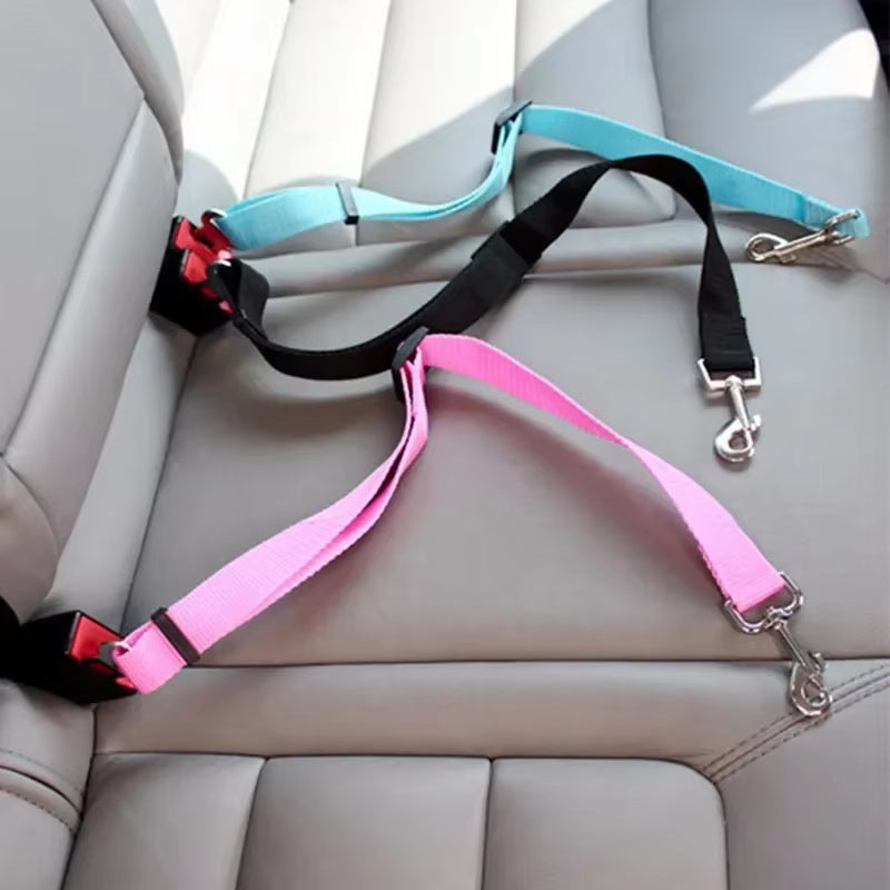 Adjustable Pet Car Seat Belt Harness for Dogs and Cats - Safety Lead Clip and Traction Accessories